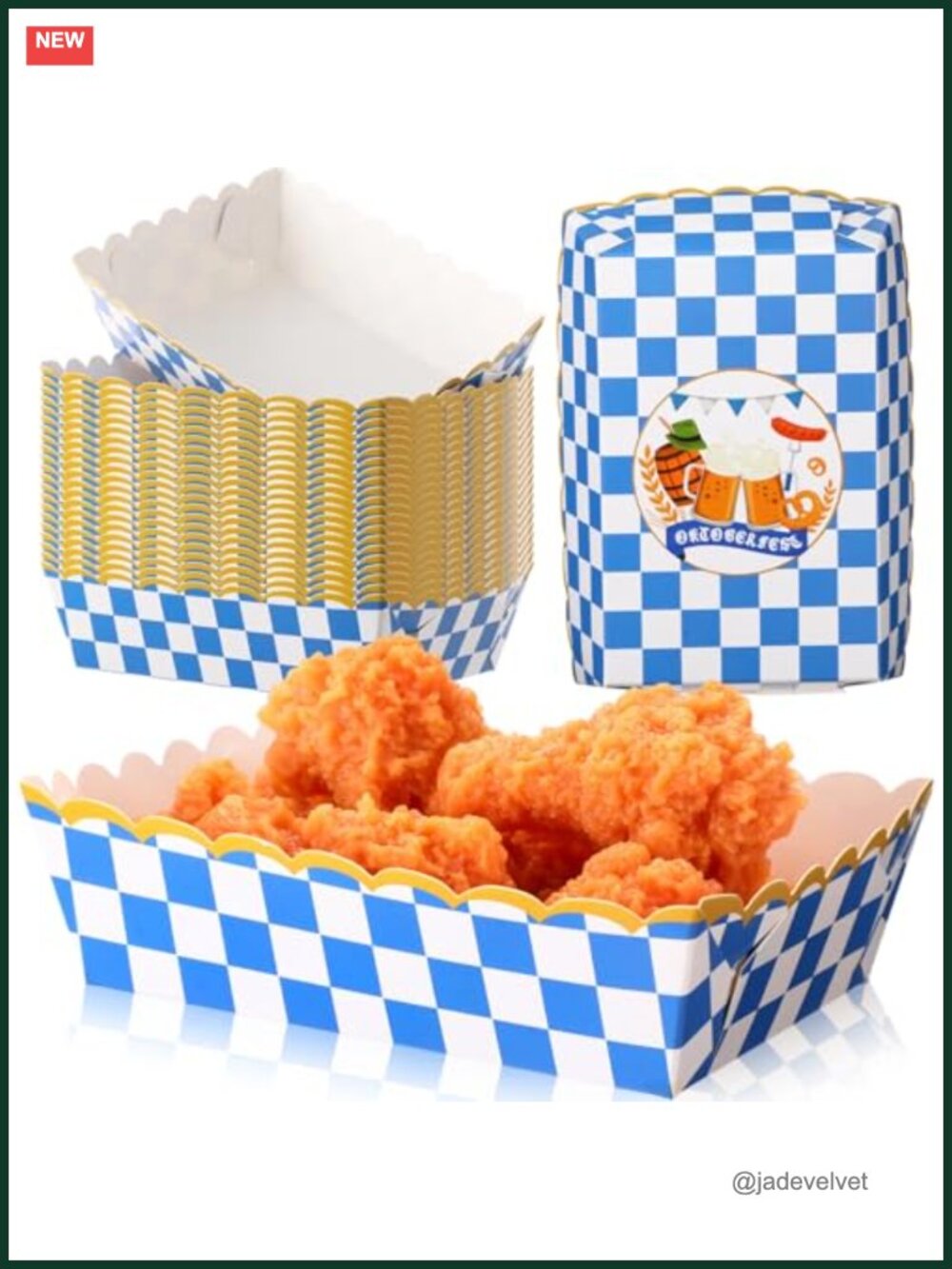 50 Pack Oktoberfest Paper Food Trays Disposable Snack Plates Bavarian Party